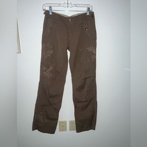 Dark brown pants with floral design
